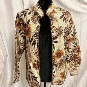 Alfred Dunner size 18p brown tone floral pattern jacket
